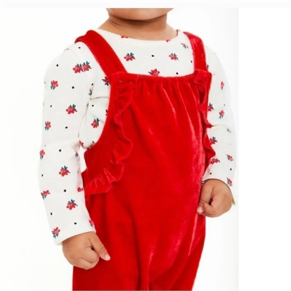 New baby girl Christmas outfit bundle of cardigan set and overall outfit